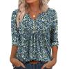 image:imageWIHOLL Womens Tops Fall Fashion Must Have 34 Length Sleeve Shirts Business Casual Outfits Basic Tees3blue Floral
