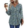 image:imageWIHOLL Womens Tops Fall Fashion Must Have 34 Length Sleeve Shirts Business Casual Outfits Basic Tees3blue Floral