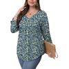 image:imageWIHOLL Womens Tops Fall Fashion Must Have 34 Length Sleeve Shirts Business Casual Outfits Basic Tees3blue Floral