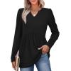 image:imageWIHOLL Womens Tops Long Sleeve Fall Shirts Babydoll Peplum Tops for Women V Neck Tunic Dressy Casual BlousesBlack
