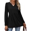 image:imageWIHOLL Womens Tops Long Sleeve Fall Shirts Babydoll Peplum Tops for Women V Neck Tunic Dressy Casual BlousesBlack