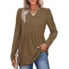 image:imageWIHOLL Womens Tops Long Sleeve Fall Shirts Babydoll Peplum Tops for Women V Neck Tunic Dressy Casual BlousesBrown