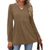 image:imageWIHOLL Womens Tops Long Sleeve Fall Shirts Babydoll Peplum Tops for Women V Neck Tunic Dressy Casual BlousesBrown