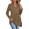 image:imageWIHOLL Womens Tops Long Sleeve Fall Shirts Babydoll Peplum Tops for Women V Neck Tunic Dressy Casual BlousesBrown