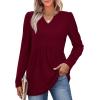 image:imageWIHOLL Womens Tops Long Sleeve Fall Shirts Babydoll Peplum Tops for Women V Neck Tunic Dressy Casual BlousesBurgundy