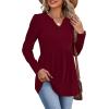 image:imageWIHOLL Womens Tops Long Sleeve Fall Shirts Babydoll Peplum Tops for Women V Neck Tunic Dressy Casual BlousesBurgundy