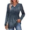 image:imageWIHOLL Womens Tops Long Sleeve Fall Shirts Babydoll Peplum Tops for Women V Neck Tunic Dressy Casual BlousesEthnic Blue