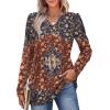 image:imageWIHOLL Womens Tops Long Sleeve Fall Shirts Babydoll Peplum Tops for Women V Neck Tunic Dressy Casual BlousesEthnic Red