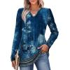 image:imageWIHOLL Womens Tops Long Sleeve Fall Shirts Babydoll Peplum Tops for Women V Neck Tunic Dressy Casual BlousesFloral Blue