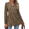 image:imageWIHOLL Womens Tops Long Sleeve Fall Shirts Babydoll Peplum Tops for Women V Neck Tunic Dressy Casual BlousesLeopard Brown