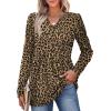 image:imageWIHOLL Womens Tops Long Sleeve Fall Shirts Babydoll Peplum Tops for Women V Neck Tunic Dressy Casual BlousesLeopard Brown