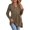 image:imageWIHOLL Womens Tops Long Sleeve Fall Shirts Babydoll Peplum Tops for Women V Neck Tunic Dressy Casual BlousesLeopard Brown