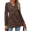 image:imageWIHOLL Womens Tops Long Sleeve Fall Shirts Babydoll Peplum Tops for Women V Neck Tunic Dressy Casual BlousesLittle Flowers