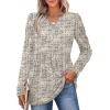image:imageWIHOLL Womens Tops Long Sleeve Fall Shirts Babydoll Peplum Tops for Women V Neck Tunic Dressy Casual BlousesPatterned Beige