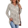 image:imageWIHOLL Womens Tops Long Sleeve Fall Shirts Babydoll Peplum Tops for Women V Neck Tunic Dressy Casual BlousesPatterned Beige