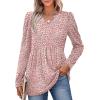 image:imageWIHOLL Womens Tops Long Sleeve Fall Shirts Babydoll Peplum Tops for Women V Neck Tunic Dressy Casual BlousesPink Dots