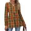 image:imageWIHOLL Womens Tops Long Sleeve Fall Shirts Babydoll Peplum Tops for Women V Neck Tunic Dressy Casual BlousesPlaid Caramel