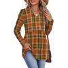 image:imageWIHOLL Womens Tops Long Sleeve Fall Shirts Babydoll Peplum Tops for Women V Neck Tunic Dressy Casual BlousesPlaid Caramel