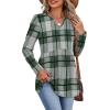 image:imageWIHOLL Womens Tops Long Sleeve Fall Shirts Babydoll Peplum Tops for Women V Neck Tunic Dressy Casual BlousesPlaid Green