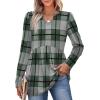 image:imageWIHOLL Womens Tops Long Sleeve Fall Shirts Babydoll Peplum Tops for Women V Neck Tunic Dressy Casual BlousesPlaid Green