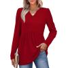 image:imageWIHOLL Womens Tops Long Sleeve Fall Shirts Babydoll Peplum Tops for Women V Neck Tunic Dressy Casual BlousesRed