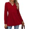 image:imageWIHOLL Womens Tops Long Sleeve Fall Shirts Babydoll Peplum Tops for Women V Neck Tunic Dressy Casual BlousesRed