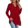 image:imageWIHOLL Womens Tops Long Sleeve Fall Shirts Babydoll Peplum Tops for Women V Neck Tunic Dressy Casual BlousesRed