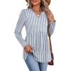image:imageWIHOLL Womens Tops Long Sleeve Fall Shirts Babydoll Peplum Tops for Women V Neck Tunic Dressy Casual BlousesStriped Blue