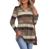 image:imageWIHOLL Womens Tops Long Sleeve Fall Shirts Babydoll Peplum Tops for Women V Neck Tunic Dressy Casual BlousesStriped Brown