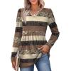 image:imageWIHOLL Womens Tops Long Sleeve Fall Shirts Babydoll Peplum Tops for Women V Neck Tunic Dressy Casual BlousesStriped Brown