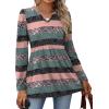 image:imageWIHOLL Womens Tops Long Sleeve Fall Shirts Babydoll Peplum Tops for Women V Neck Tunic Dressy Casual BlousesStriped Pink
