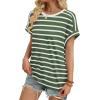 image:imageWIHOLL Womens Tops Short Sleeve Shirts Summer Outfits 2026 Spring Dressy Casual Clothes ClothingArmy Green Stripes
