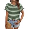 image:imageWIHOLL Womens Tops Short Sleeve Shirts Summer Outfits 2026 Spring Dressy Casual Clothes ClothingArmy Green Stripes