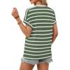 image:imageWIHOLL Womens Tops Short Sleeve Shirts Summer Outfits 2026 Spring Dressy Casual Clothes ClothingArmy Green Stripes