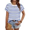 image:imageWIHOLL Womens Tops Short Sleeve Shirts Summer Outfits 2026 Spring Dressy Casual Clothes ClothingBlue Stripes3