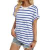 image:imageWIHOLL Womens Tops Short Sleeve Shirts Summer Outfits 2026 Spring Dressy Casual Clothes ClothingBlue Stripes3