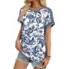 image:imageWIHOLL Womens Tops Short Sleeve Shirts Summer Outfits 2026 Spring Dressy Casual Clothes ClothingBoho Blue