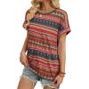 image:imageWIHOLL Womens Tops Short Sleeve Shirts Summer Outfits 2026 Spring Dressy Casual Clothes ClothingBoho Stripes