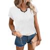 image:imageWIHOLL Womens Tops Summer Short Sleeve Sweater V Neck Shirts Beach Vacation Clothes Business Casual Fashion Clothing0white