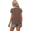 image:imageWIHOLL Womens Tops Summer Short Sleeve Sweater V Neck Shirts Beach Vacation Clothes Business Casual Fashion Clothing1coffee