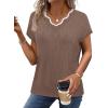 image:imageWIHOLL Womens Tops Summer Short Sleeve Sweater V Neck Shirts Beach Vacation Clothes Business Casual Fashion Clothing1coffee