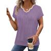 image:imageWIHOLL Womens Tops Summer Short Sleeve Sweater V Neck Shirts Beach Vacation Clothes Business Casual Fashion Clothing1purple
