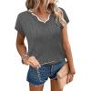 image:imageWIHOLL Womens Tops Summer Short Sleeve Sweater V Neck Shirts Beach Vacation Clothes Business Casual Fashion ClothingGrey