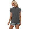image:imageWIHOLL Womens Tops Summer Short Sleeve Sweater V Neck Shirts Beach Vacation Clothes Business Casual Fashion ClothingGrey