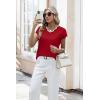 image:imageWIHOLL Womens Tops Summer Short Sleeve Sweater V Neck Shirts Beach Vacation Clothes Business Casual Fashion ClothingRed
