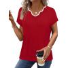 image:imageWIHOLL Womens Tops Summer Short Sleeve Sweater V Neck Shirts Beach Vacation Clothes Business Casual Fashion ClothingRed