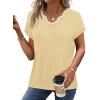 image:imageWIHOLL Womens Tops Summer Short Sleeve Sweater V Neck Shirts Beach Vacation Clothes Business Casual Fashion ClothingYellow