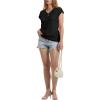 image:imageWIHOLL Womens V Neck Ruched Cap Sleeve T ShirtBlack