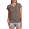 image:imageWIHOLL Womens V Neck Ruched Cap Sleeve T ShirtCoffee