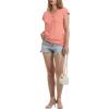 image:imageWIHOLL Womens V Neck Ruched Cap Sleeve T ShirtCoral